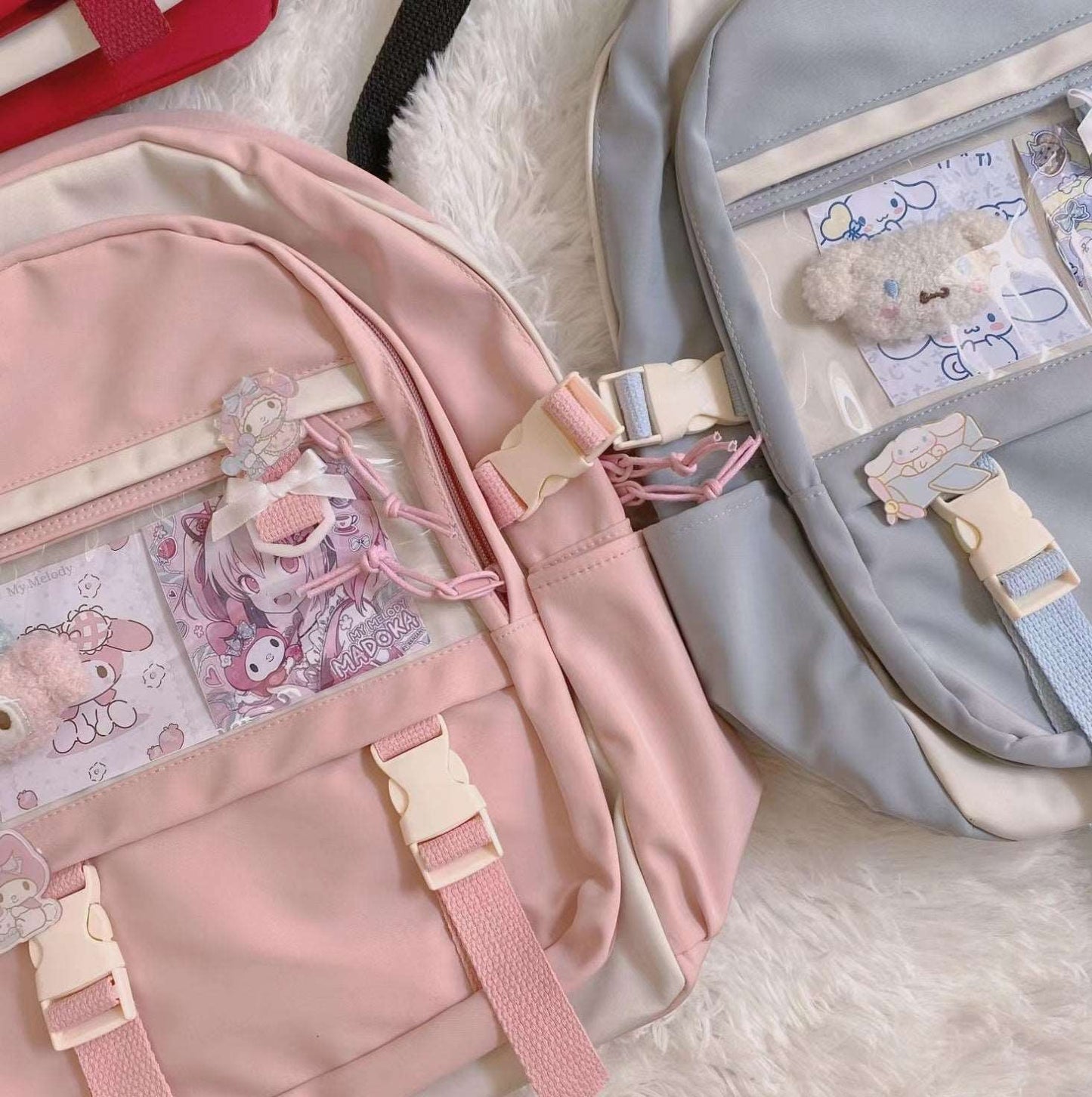 Sanrio My Melody Cinnamoroll Kitty Kuromi Pastel Pink Blue Japanese Cute Girl Student Harajuku School Bag Backpack