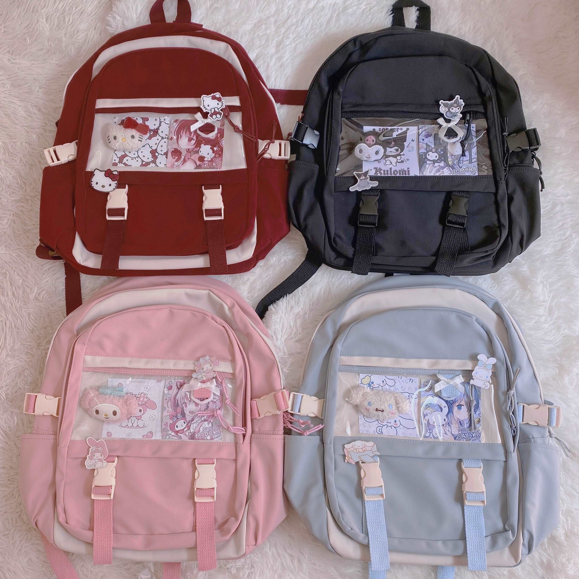 Sanrio My Melody Cinnamoroll Kitty Kuromi Pastel Pink Blue Japanese Cute Girl Student Harajuku School Bag Backpack