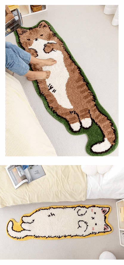 Cute Cat Animal Minimalist Modern Urban Soft Mat Moss Rugs Carpets Bedroom Decor