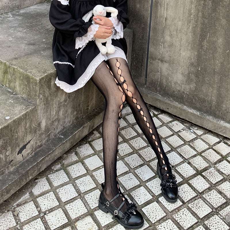 Japanese Sexy Circle Open Bow Tights Stockings