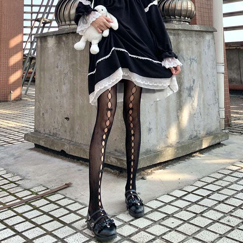 Japanese Sexy Circle Open Bow Tights Stockings