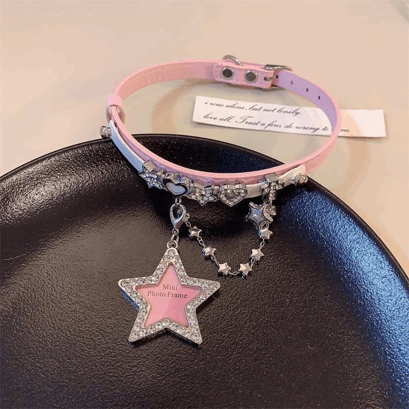 Diamond Cross Pink White Star Heart Bone Y2K Hot Girl Choker Necklaces