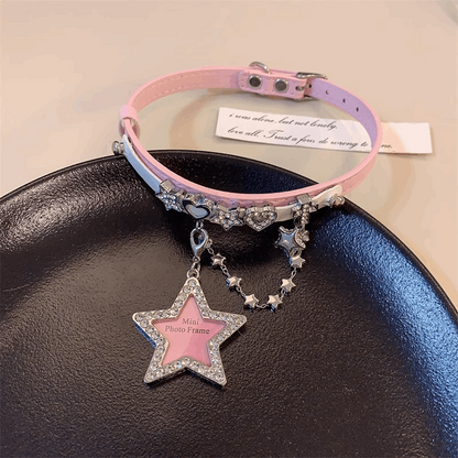 Diamond Cross Pink White Star Heart Bone Y2K Hot Girl Choker Necklaces