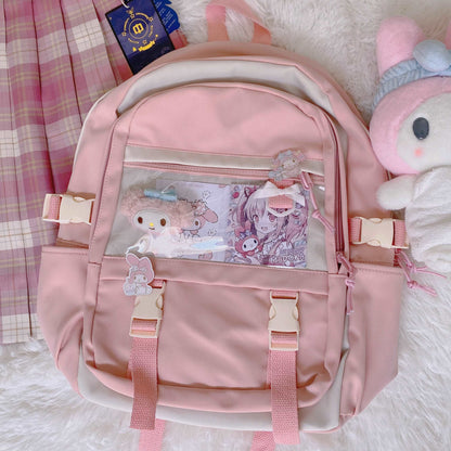 Sanrio My Melody Cinnamoroll Kitty Kuromi Pastel Pink Blue Japanese Cute Girl Student Harajuku School Bag Backpack