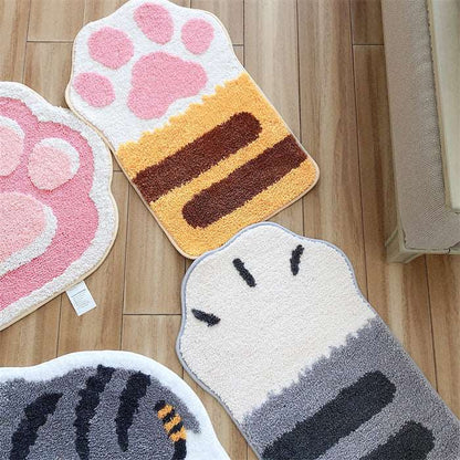 Cute Kawaii Cat Panda Kitty Paw Cartoon Animal Bedroom Rugs Carpets Bathroom Mats Decor