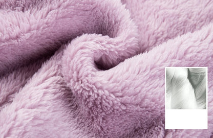 Pink Purple Rabbit Thick Plush Fleece Winter Pajamas Bathrobe & Pants Set