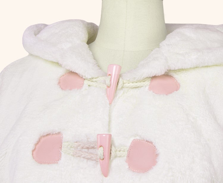 Winter Cute Anime Girl Rabbit Bunny Ears Plush Coat Jacket