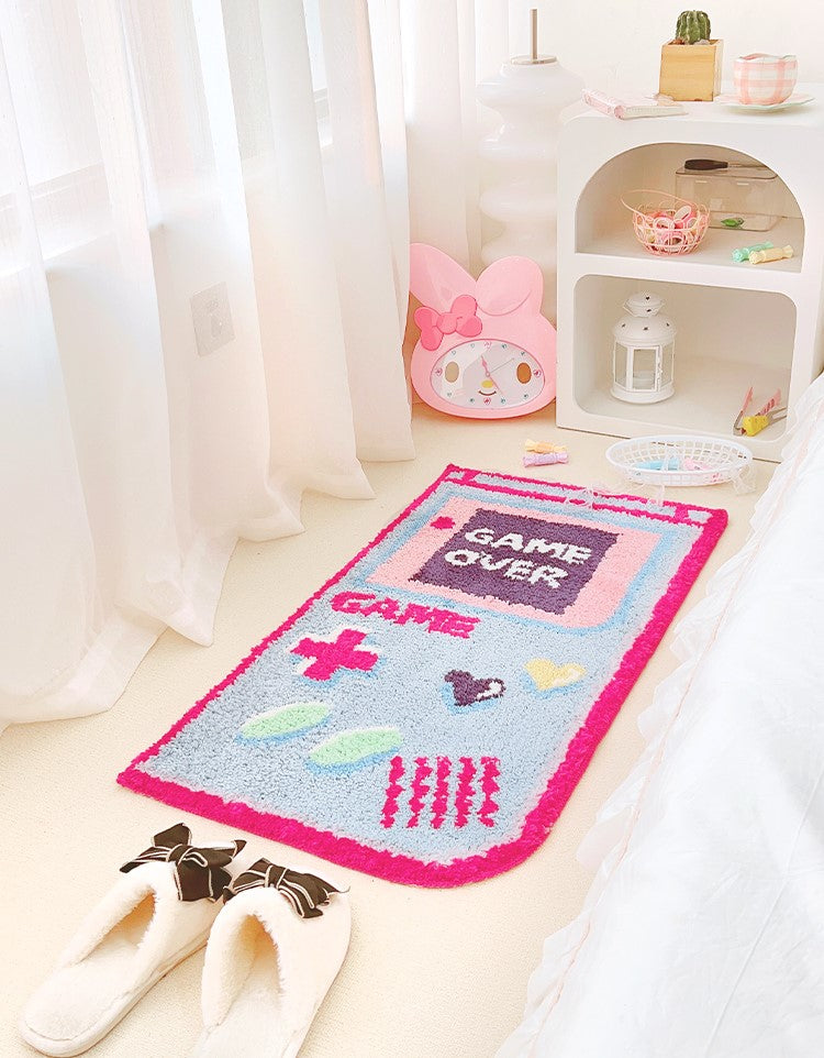 E Girl Gamer Pixel Art Pink Game Boy Mat Rugs Carpets Bedroom Decor