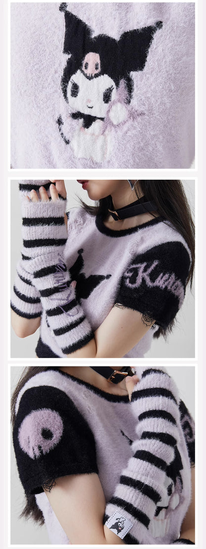 Kawaii Purple Devil Black Knit Soft Sweater