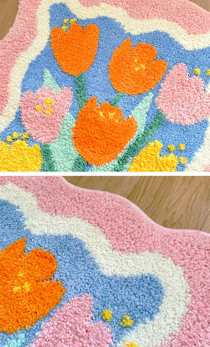 Tulip Flowers Garden Home Soft Rugs Carpets Bedroom Decor