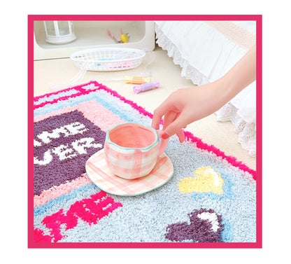 E Girl Gamer Pixel Art Pink Game Boy Mat Rugs Carpets Bedroom Decor