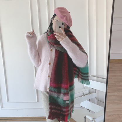 Sweet Plaid Cute Soft Pastel Shawl Scarf Scarves