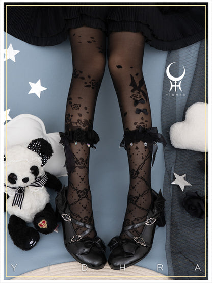 Nightingale Rose Dream Witch Black & White Stockings Pantyhose Garment