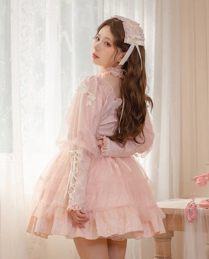 Love Overture Black Pink Bow Princess Strap Dress & Long Sleeve Dress