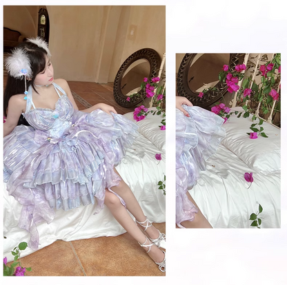 Diamond Sweetheart Starlight Mermaid Purple Princess Strap Dress