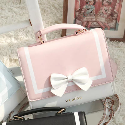 Strap Bow Brown Blue Green Pink Black Schoolbag Shoulder Bag