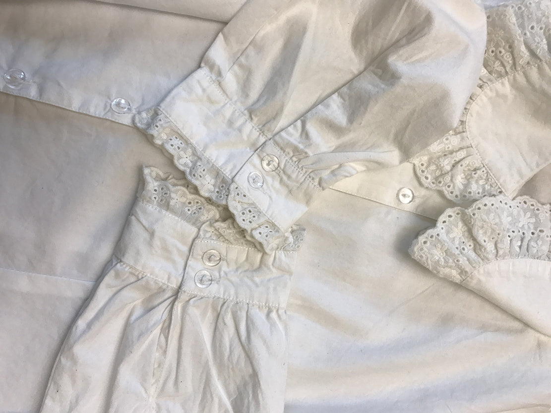 Plain Jane Embroidery Lace Cotton Doll Collar White Shirt Blouse