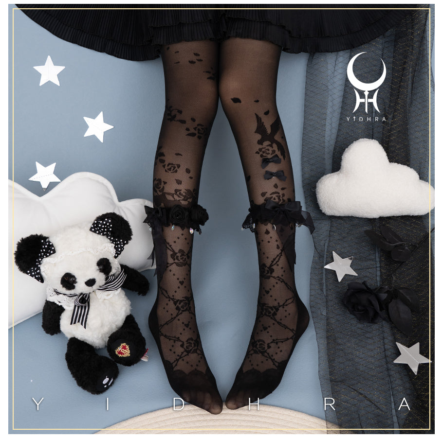 Nightingale Rose Dream Witch Black & White Stockings Pantyhose Garment