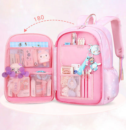 Snowflake Diamond Gem Princess Blue Pink Violet Gradient Princess Bag Schoolbag Backpack