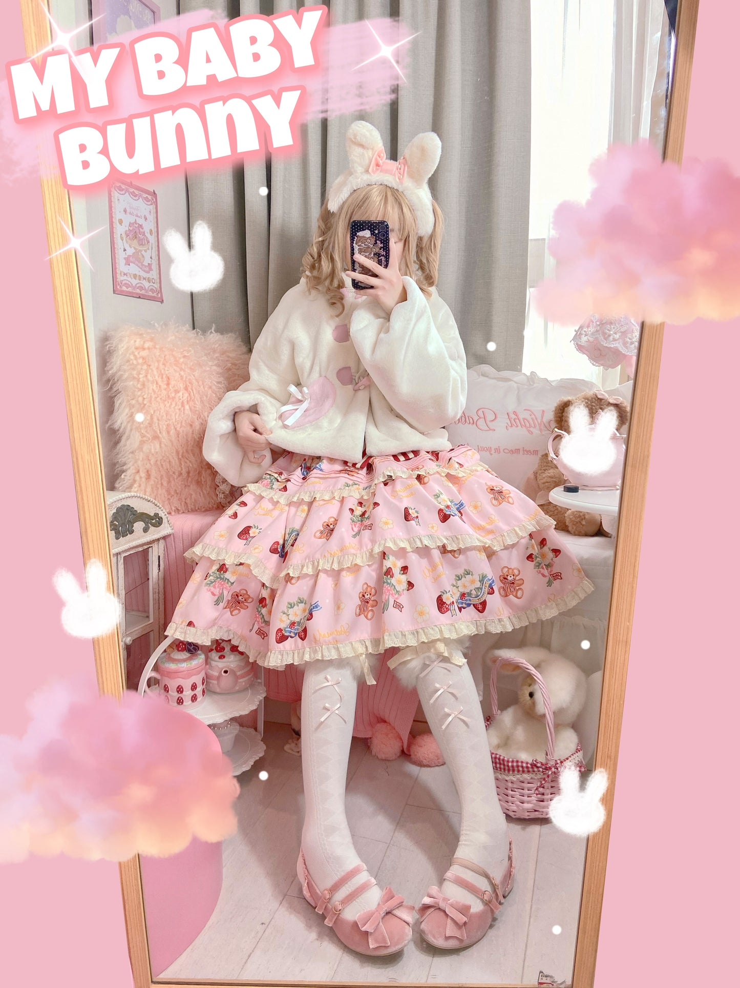 Winter Cute Anime Girl Rabbit Bunny Ears Plush Coat Jacket