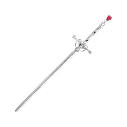 Fantasy Gothic Ancient Sword Girl Silver Red Metal Hairpin Clip Hair Accessories