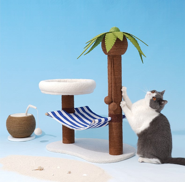 Coconut Tree Relax Beach Chair Cats Dogs Pets Beds Scratching Post Decor