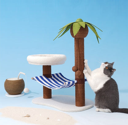 Coconut Tree Relax Beach Chair Cats Dogs Pets Beds Scratching Post Decor