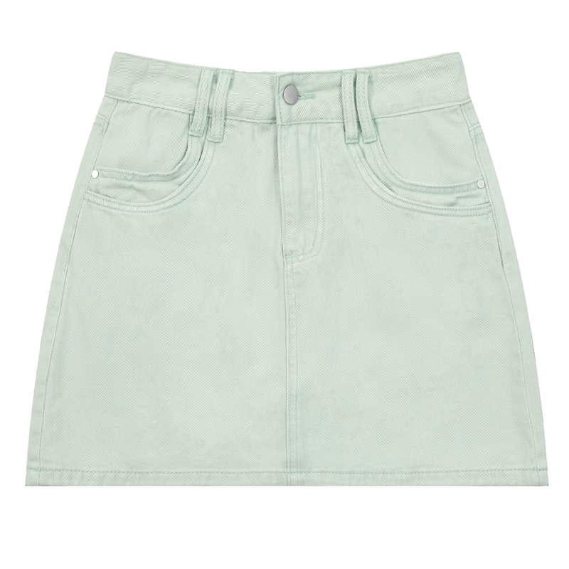 Y2K Pastel Pink & Mint Green Love Denim High Waist Mini Skirt