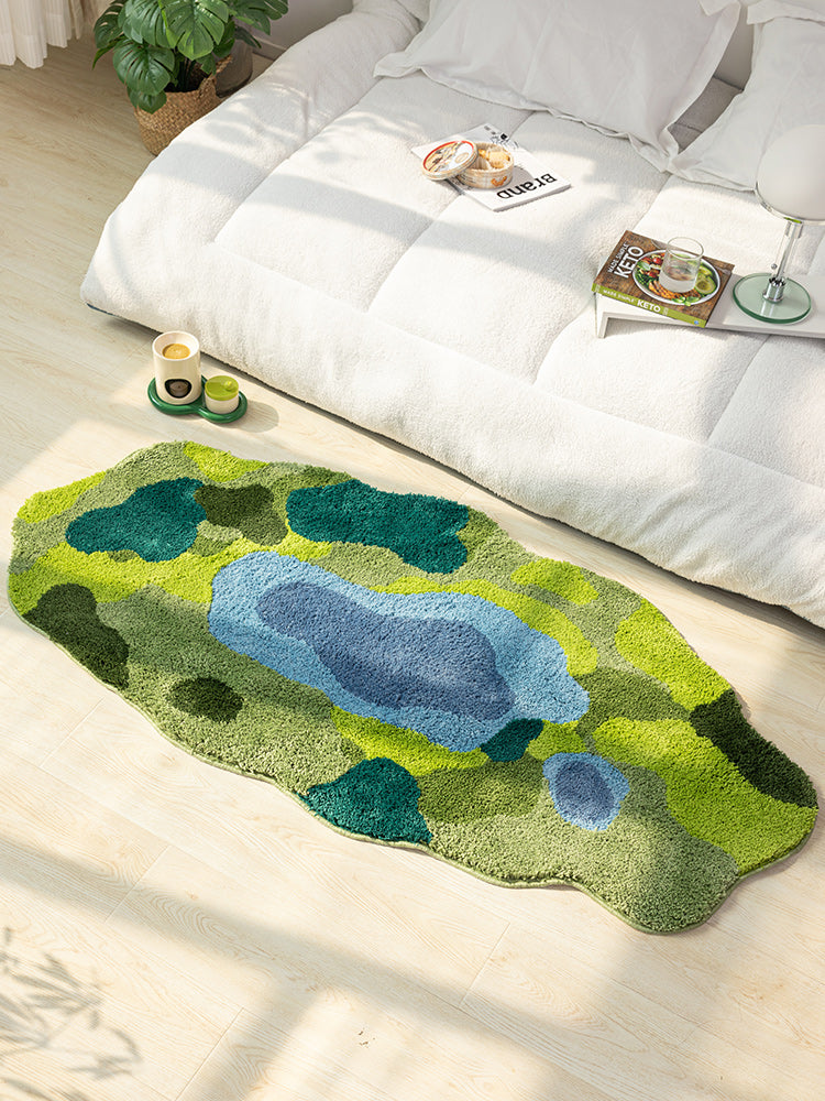 Nordic River Valley Mountain Flower Nature Soft Mat Moss Rugs Carpets Decor