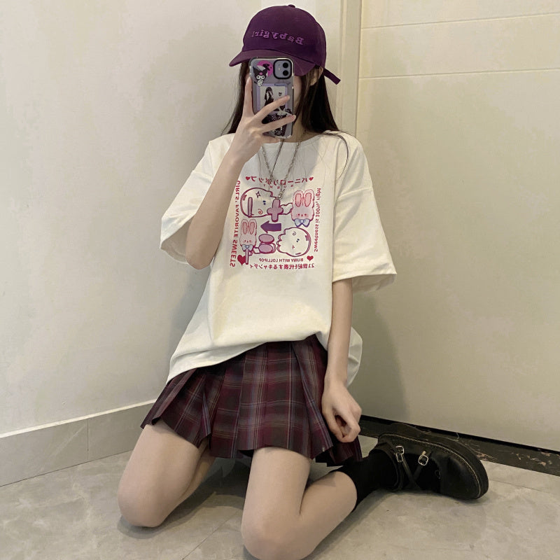 Bunny Lolipop E-girl Y2K Print Oversize T-shirt Tees Top