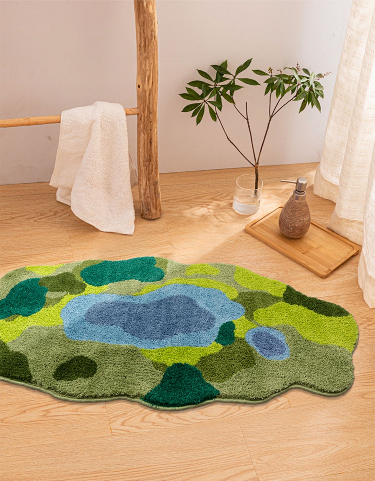 Nordic River Valley Mountain Flower Nature Soft Mat Moss Rugs Carpets Decor