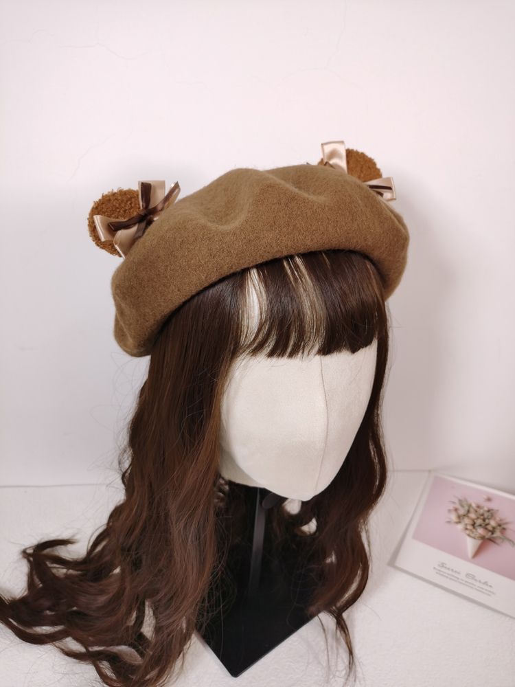 Cute Bear Teddy Ears Wool Beret Hat