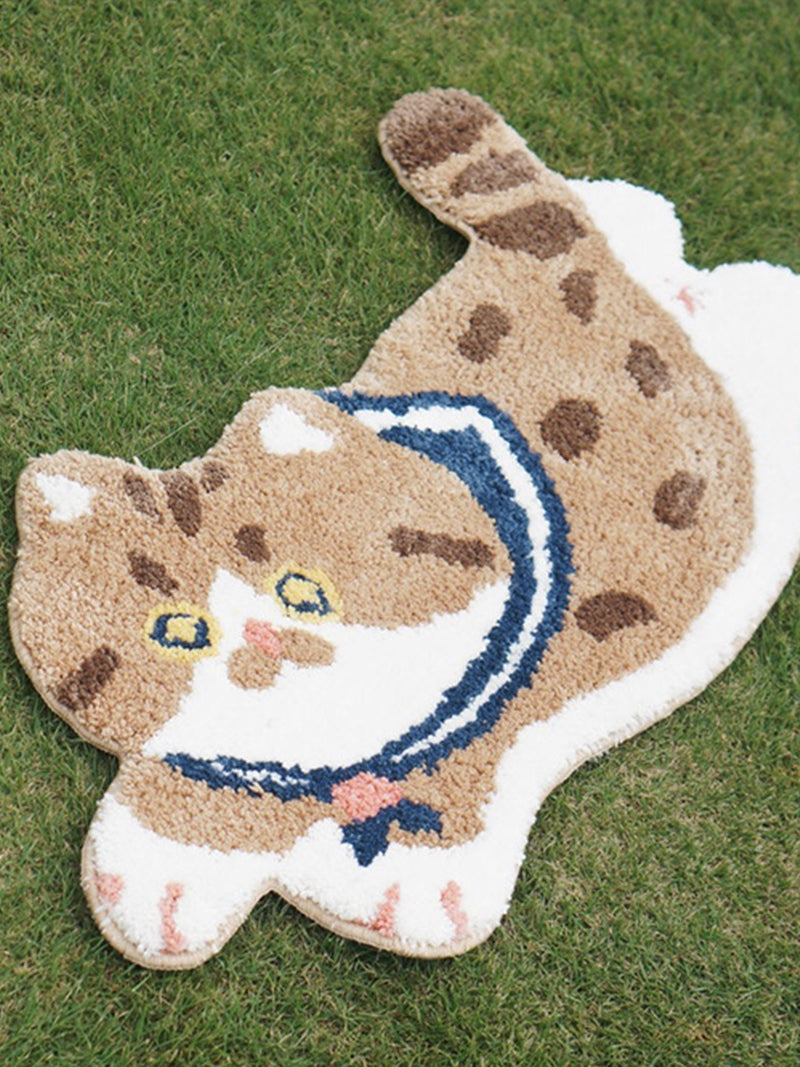 Cute Sailor Brown Tabby Cat Neko Soft Plush Rug Carpets Decor