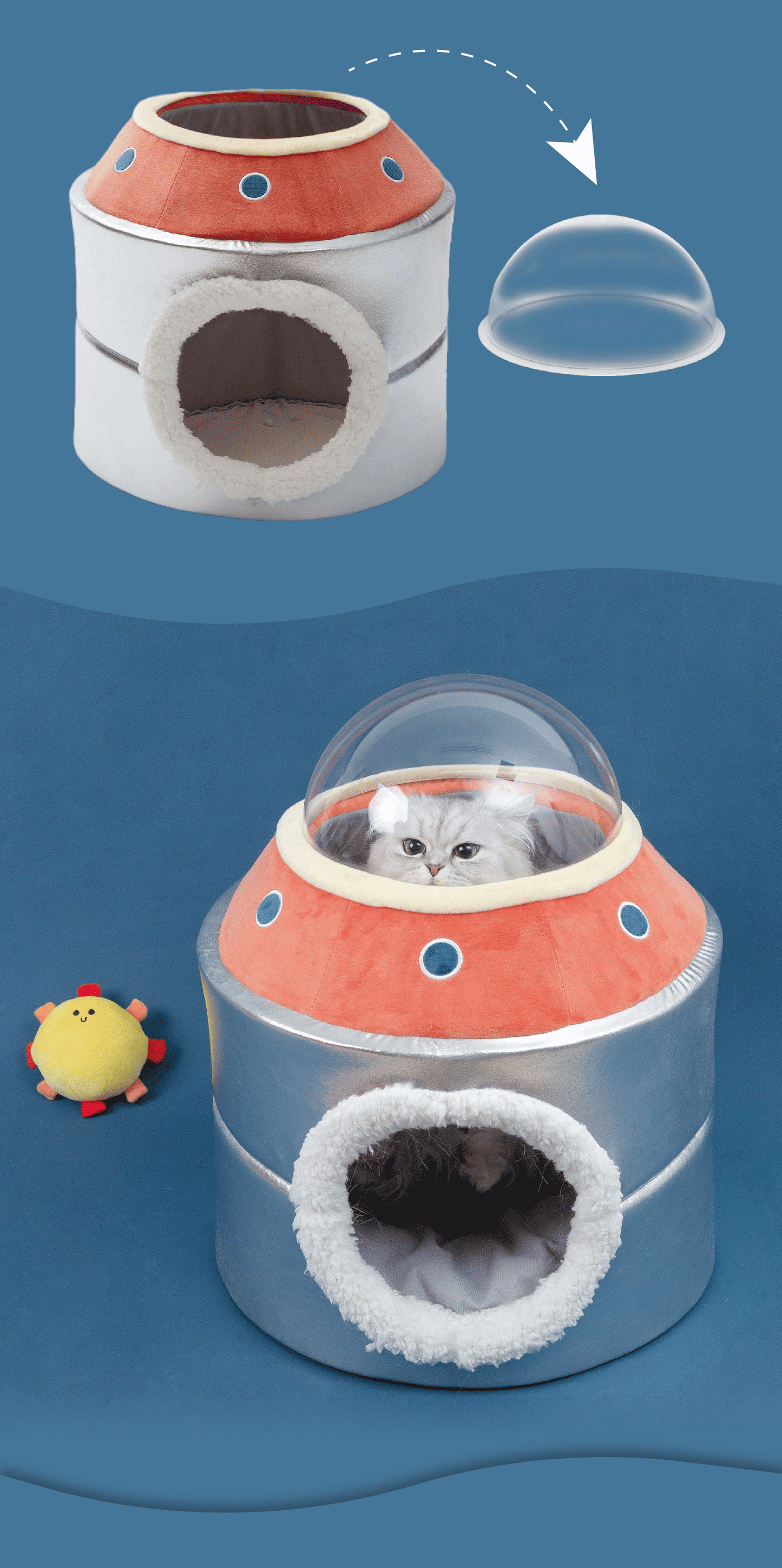 UFO Space Rocket Launcher Cats Dogs Pets Beds House Decor