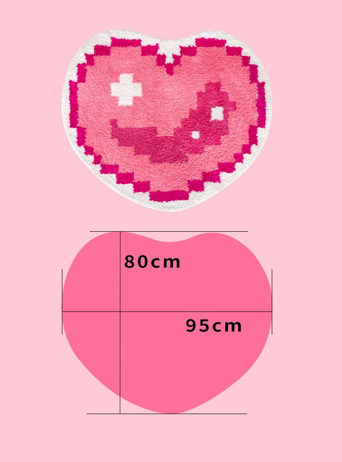 E Girl Pixel Art Heart Cute Modern Soft Mat Rugs Carpets Bedroom Decor