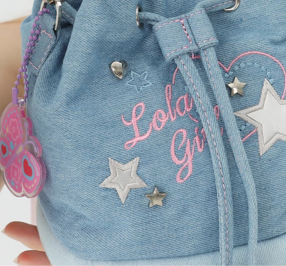 Y2K Girl Star Denim Bucket One Shoulder Bag