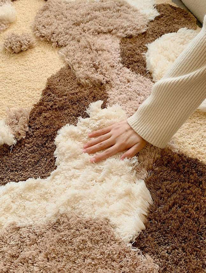 Brown Snow Beige Parisian Chic Neutral Classic Nature Soft Mat Moss Rugs Carpets Decor