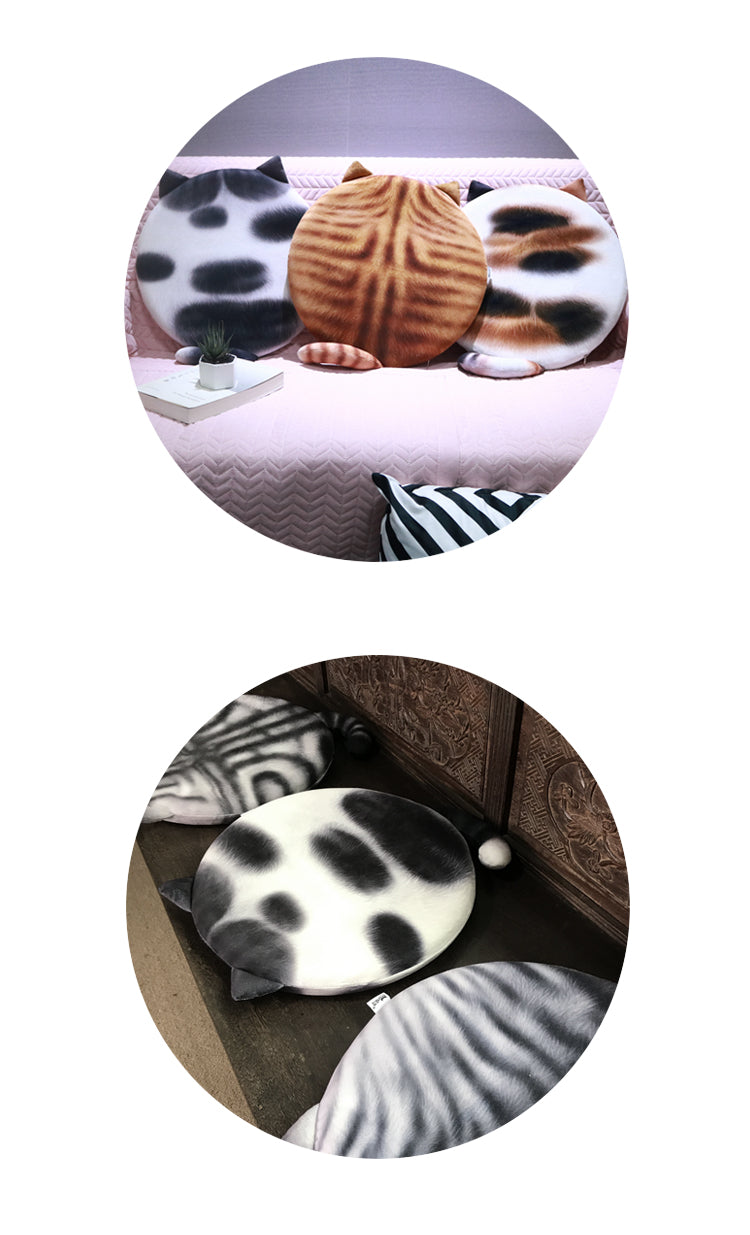 Meow Cute Tabby Cat Round Soft Chair Seat Cushions Room Decor