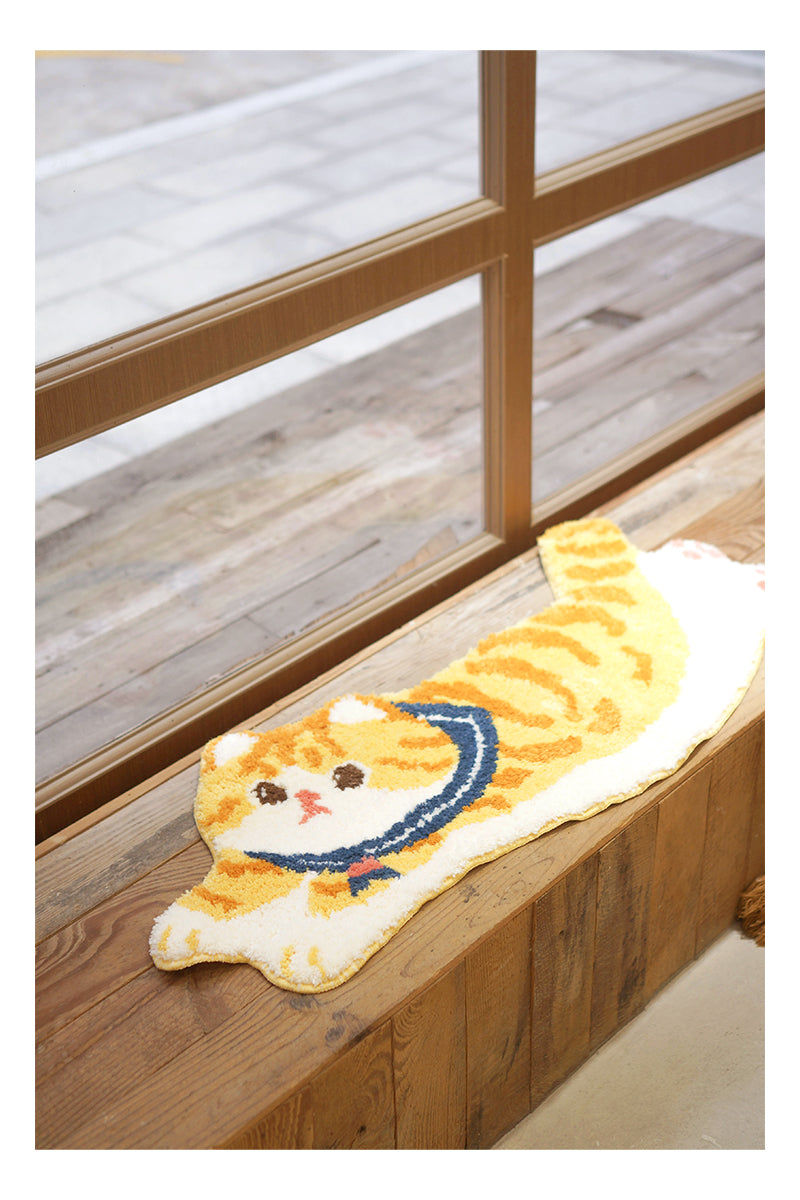 Cute Sailor Orange Tabby Cat Neko Soft Plush Rug Carpets Decor