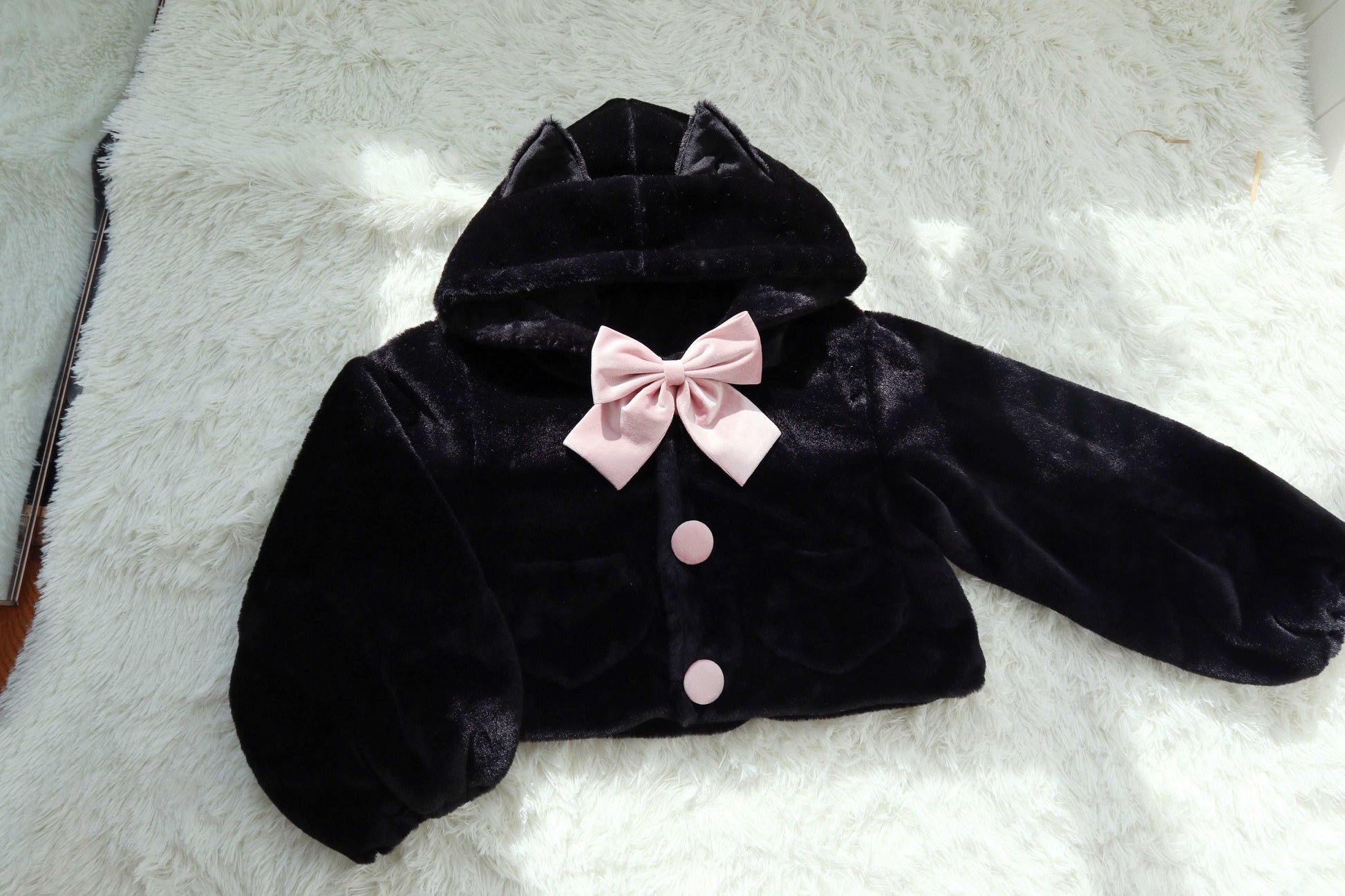 Japanese Cute Colorful Kawaii White Black Calico Gray Cat Thick Warm Plush Rabbit Fur Winter Coats Jackets