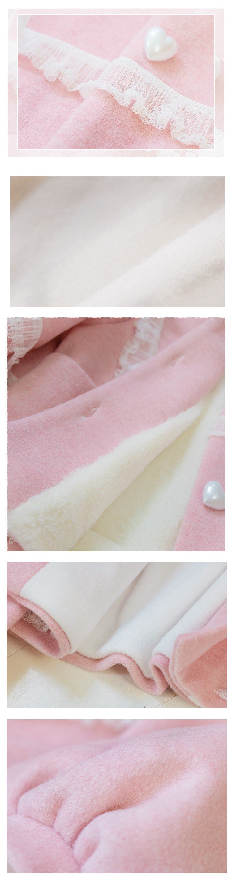 Lady Pastel Pink & White Short Faux Imitation Cashmere Jacket