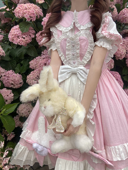 Princess of Heart Sweet Pastel Pink Rabbit Dress & Shirt Two Piece Set