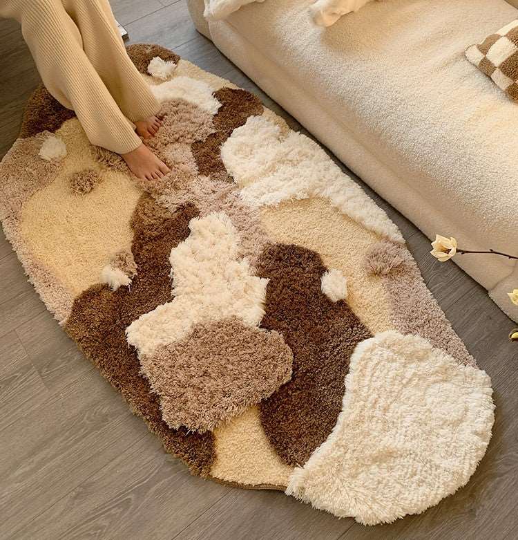 Brown Snow Beige Parisian Chic Neutral Classic Nature Soft Mat Moss Rugs Carpets Decor