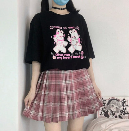 Give me my heart back Rabbit Black Pink Oversize T-shirt