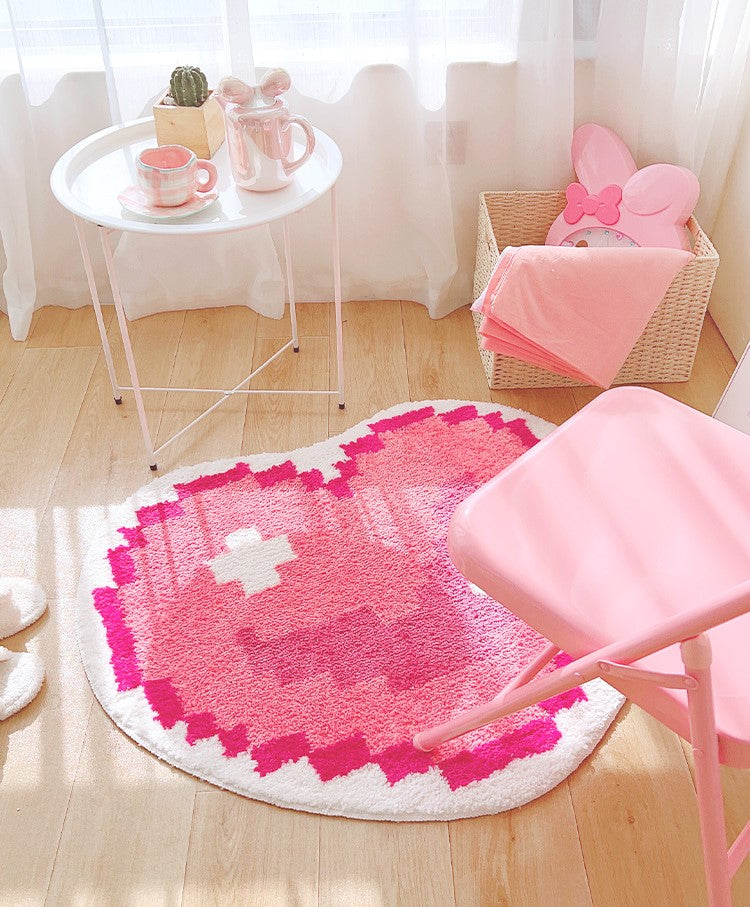 E Girl Pixel Art Heart Cute Modern Soft Mat Rugs Carpets Bedroom Decor