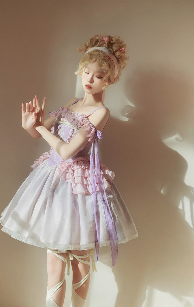 Universal Lolita Midsummer Dream Purple Lilac Ballet Princess Embroidery Lace Dress