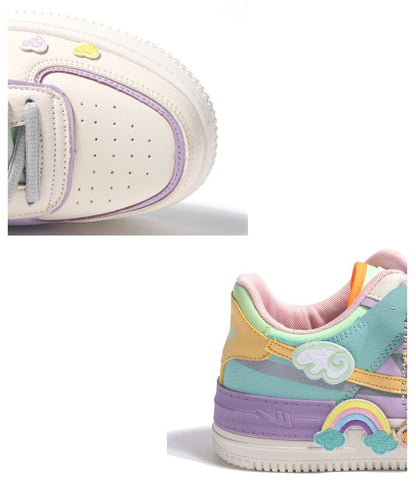 Macaron Candy Rainbow Stickers Purple Sneakers Sports Running Shoes