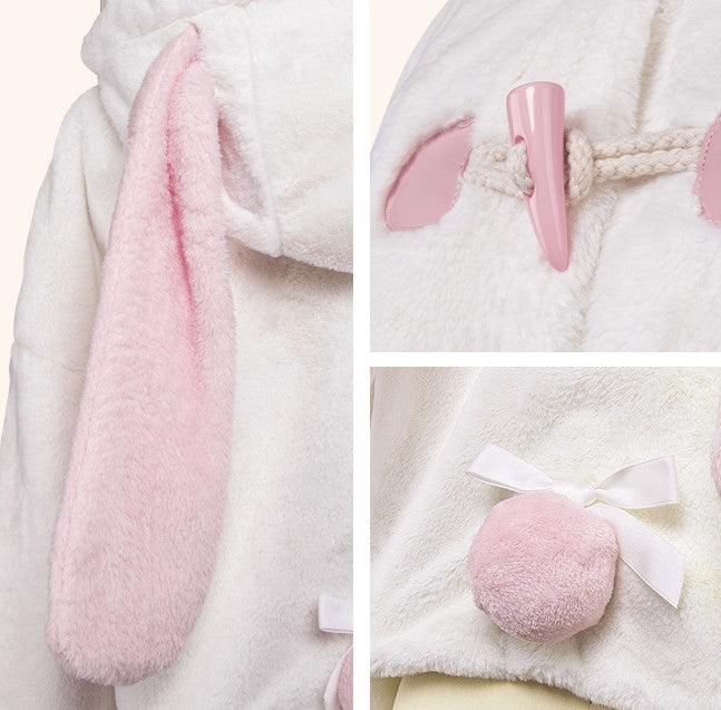 Winter Cute Anime Girl Rabbit Bunny Ears Plush Coat Jacket