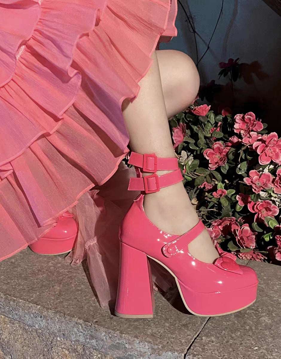 Sweetheart Classic Luxury Japanese Girl Fashion Women Platform Bow High Heels Shoes