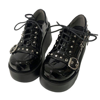 Transfer Student Punk Rock Gothic Black & White Platform Wedges Shoes